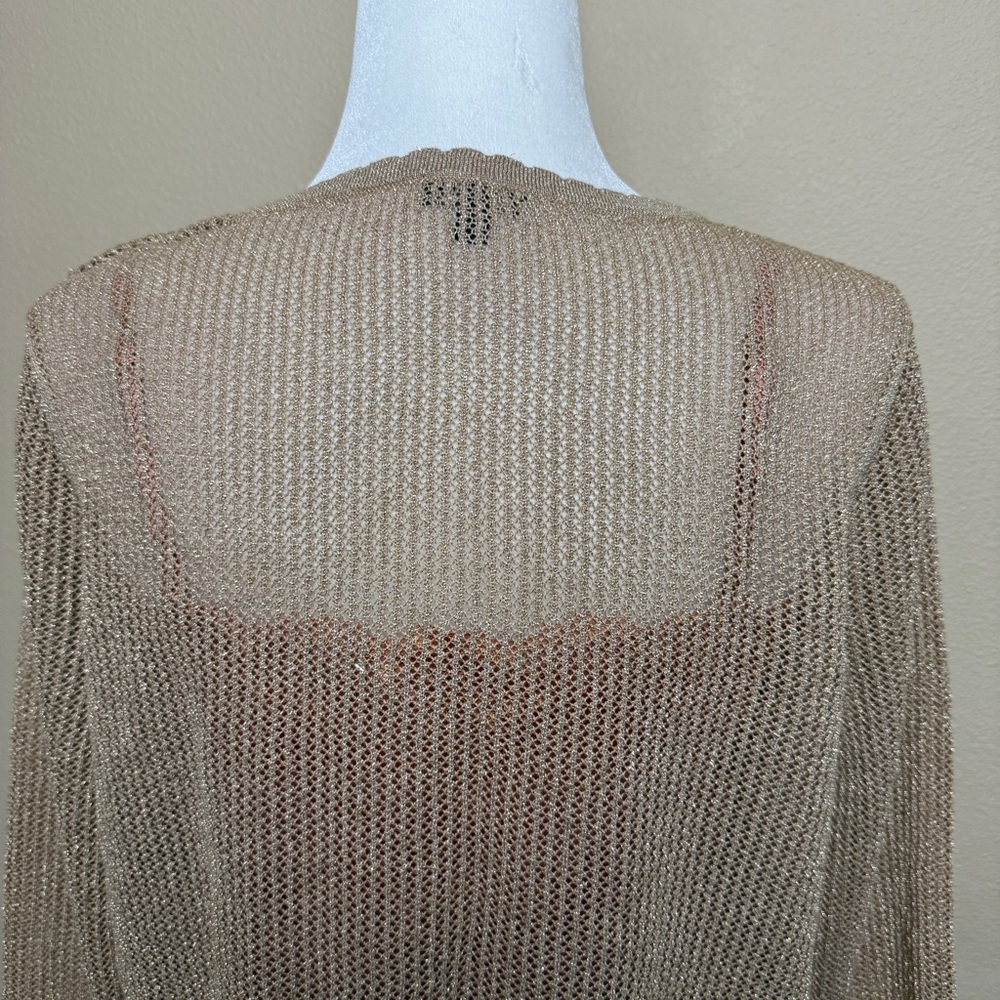 Talbots Open Stitch Scallop Gold Shrug Size Large - Picture 8 of 11